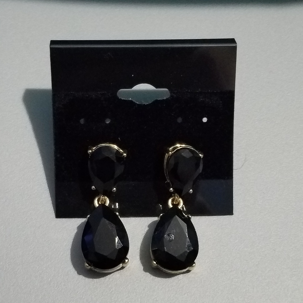 Black and Gold Dangle Earrings
